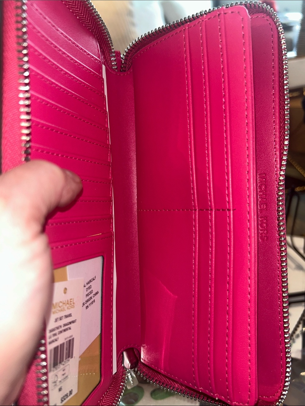 Michael Kors Dragon Fruit Zebra-Print Calf-Hair Leather Wristlet 8.5”x 4” NWT - Picture 6 of 7